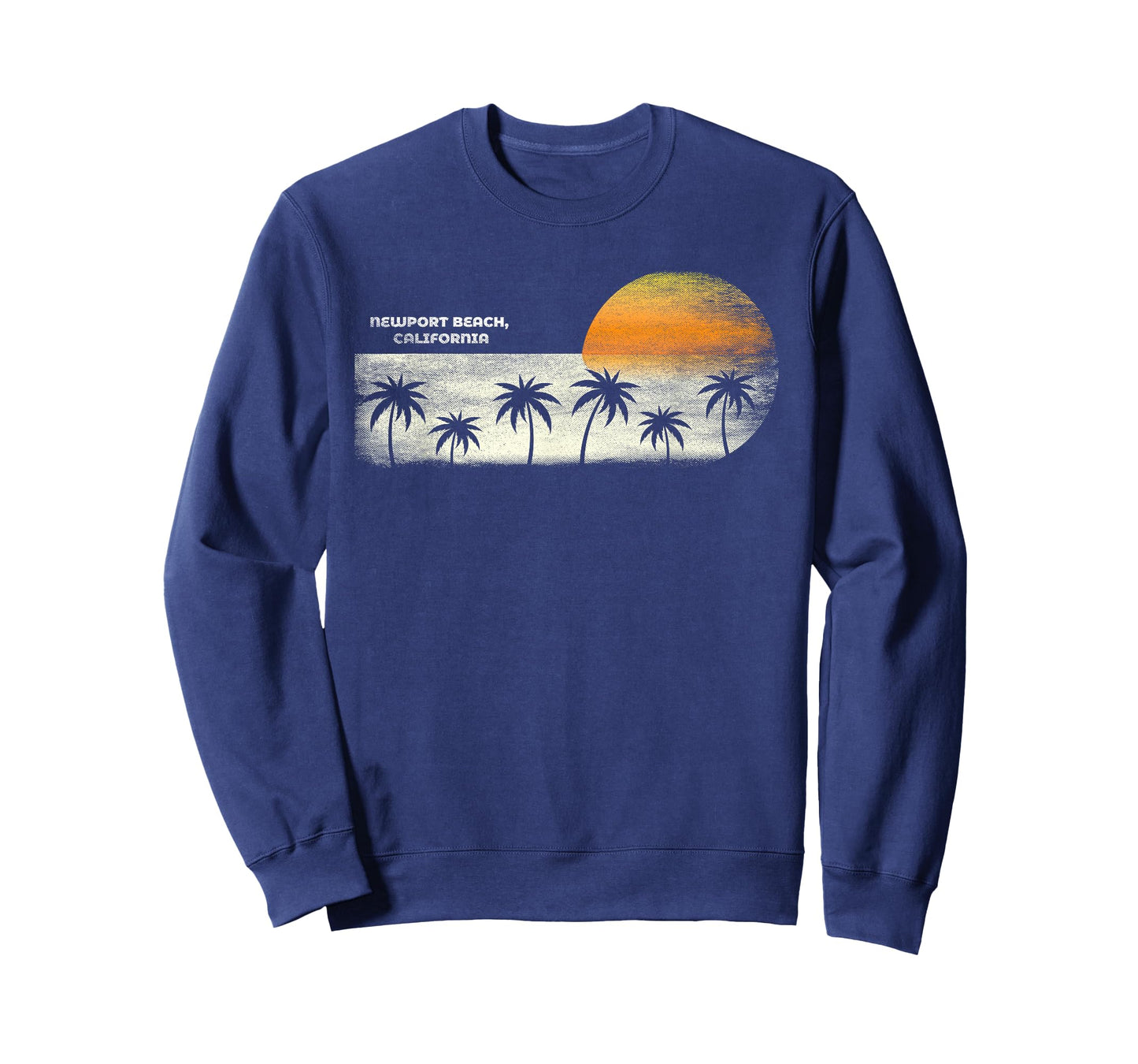Vintage Newport Beach CA Ocean Sunset and Palm Trees T-Shirt