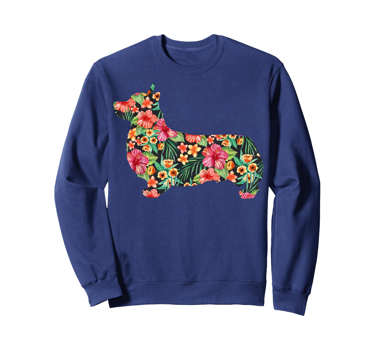 Corgi Flower Funny Dog Silhouette Floral Gifts Women Men T-Shirt