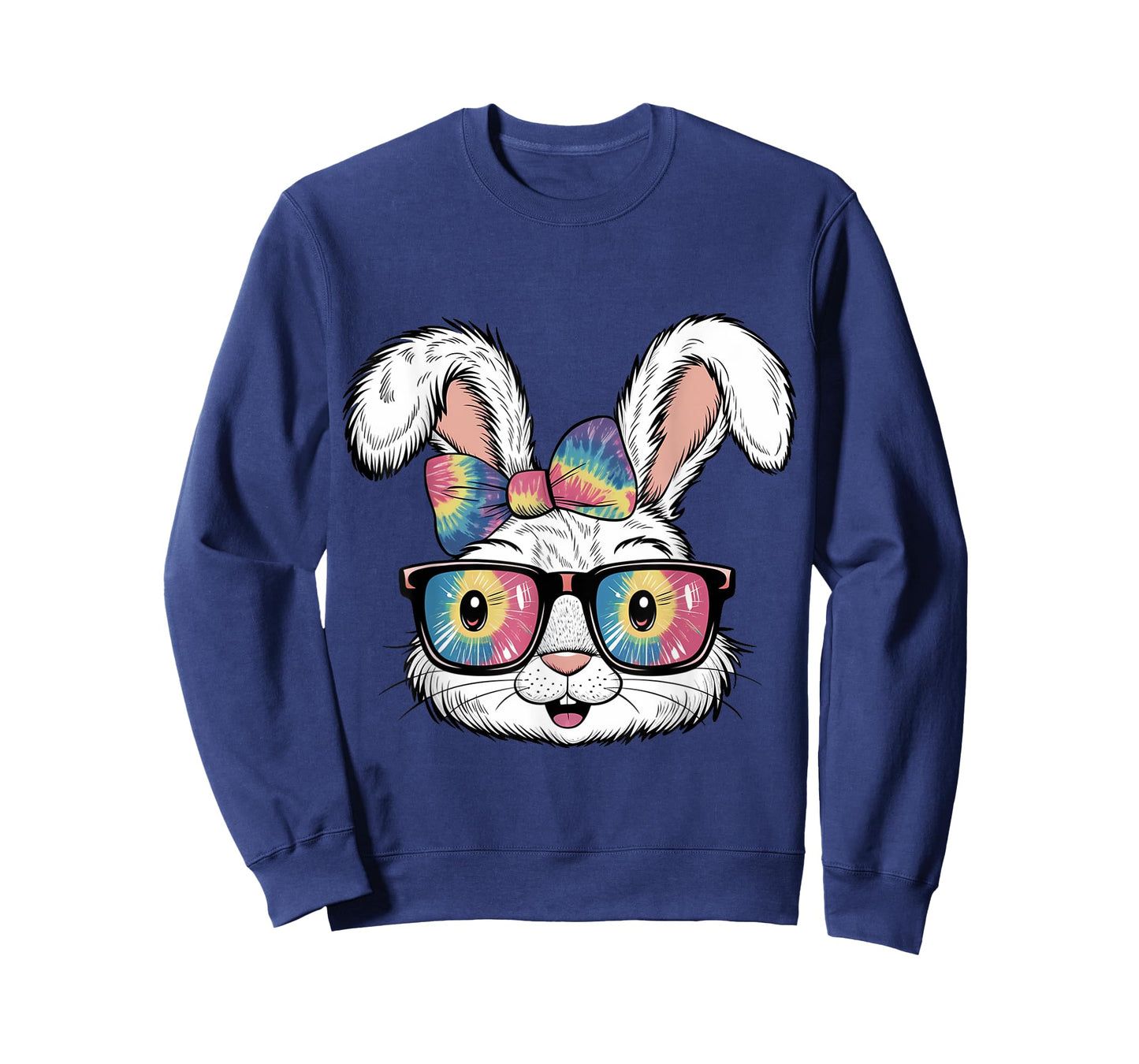 Cute Bunny Rabbit Face Tie Dye Glasses Girl Happy Easter Day T-Shirt