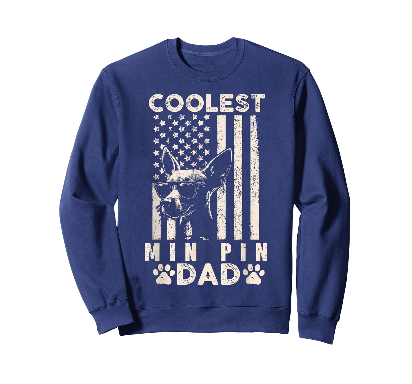 Coolest Min Pin Dad Vintage American Flag Funny Fathers Day T-Shirt for Women Kids Men