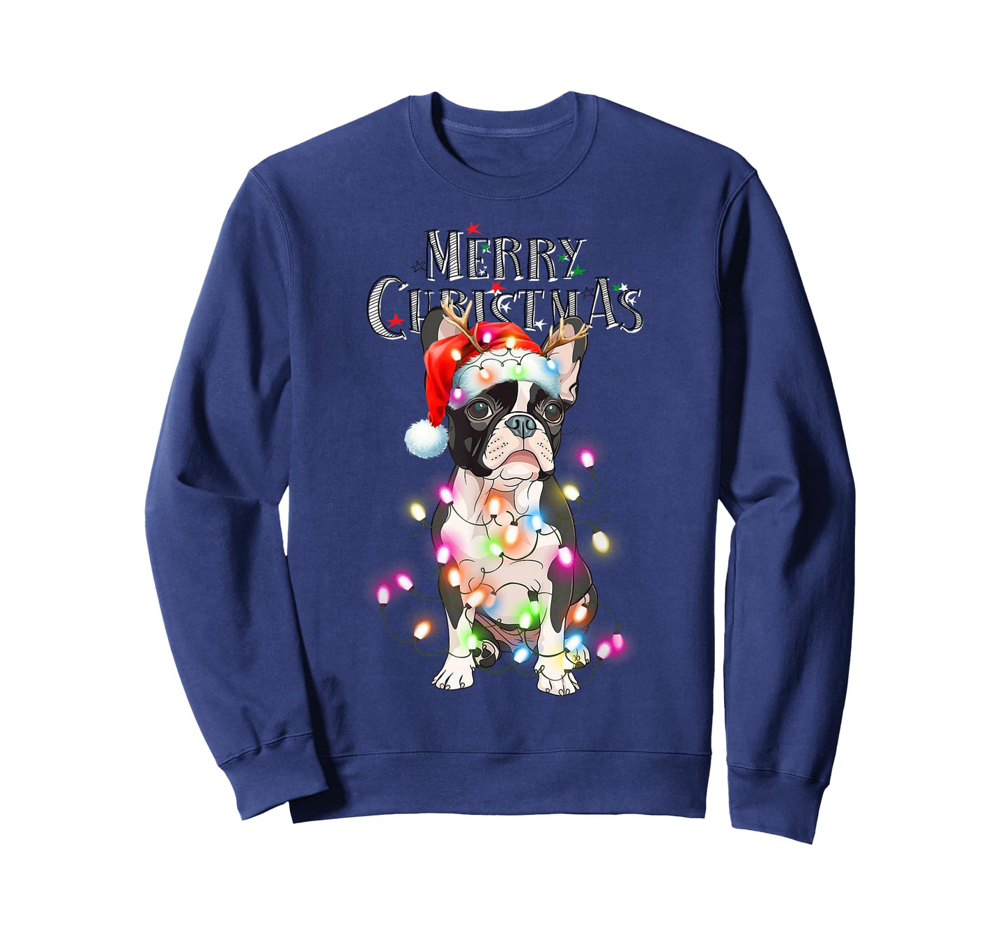 Boston Terrier Christmas Lights Xmas Dog T-Shirt