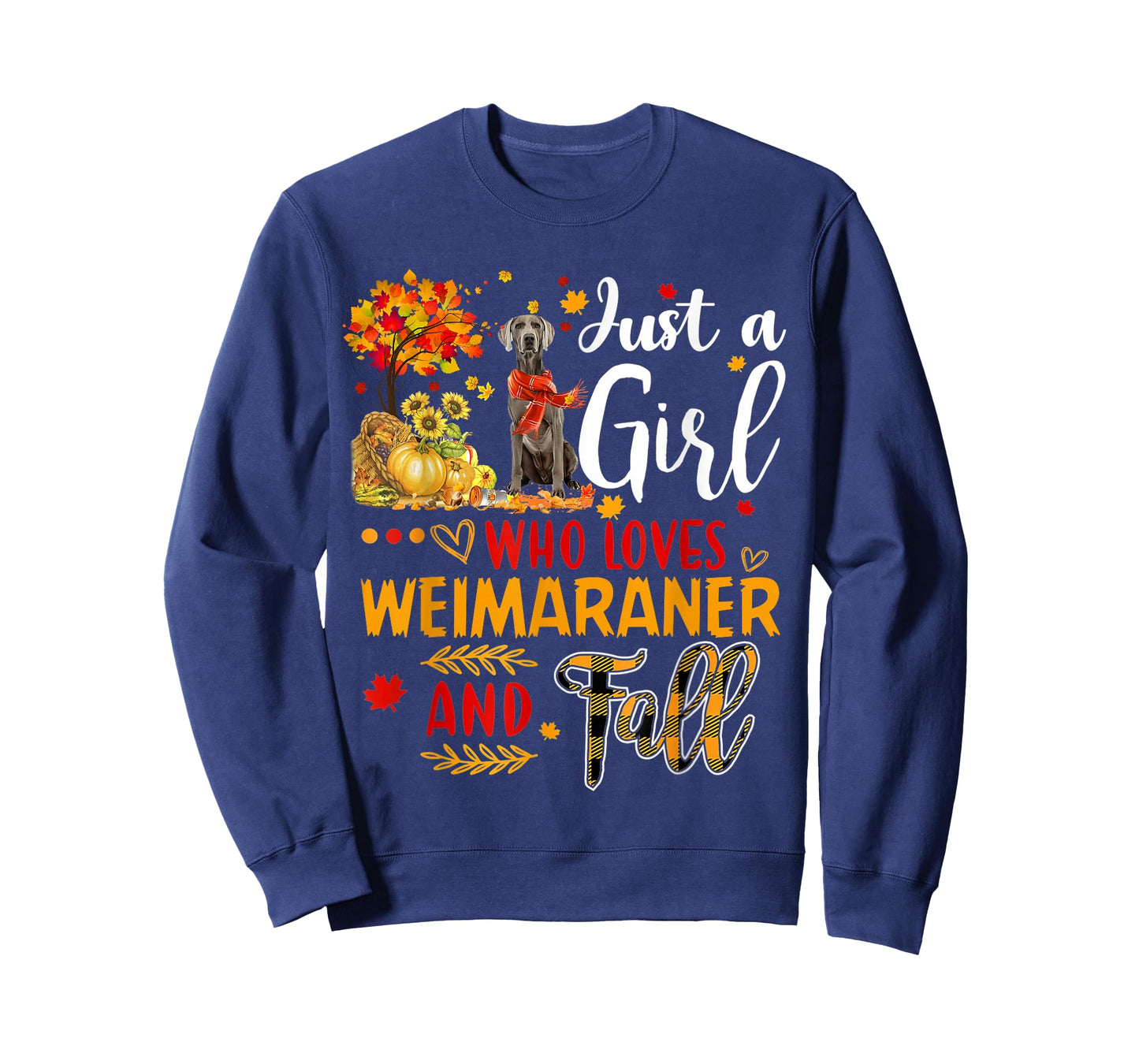 Autumn Tree Weimaraner Thanksgiving Pumpkin Dog Fall Leaf T-Shirt
