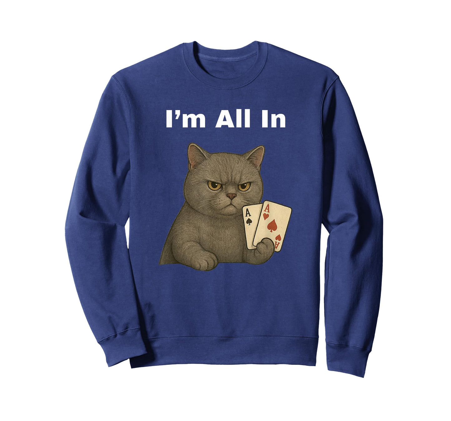 Funny Poker Player Gift I’m All in Cat with Aces Gambling T-Shirt