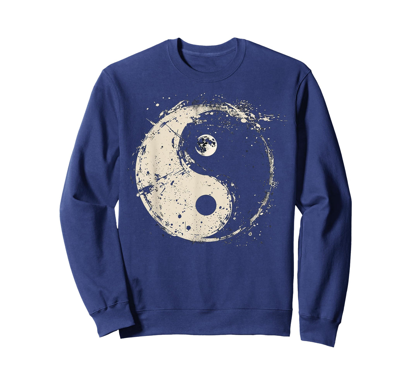 Distressed Yin Yang Moon Balance Spiritual Design T-Shirt