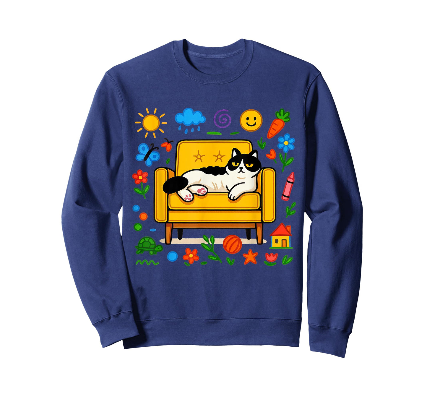 Lazy Cute Sofa cat Funny Chill Home Shirt Mens Womens Kids T-Shirt