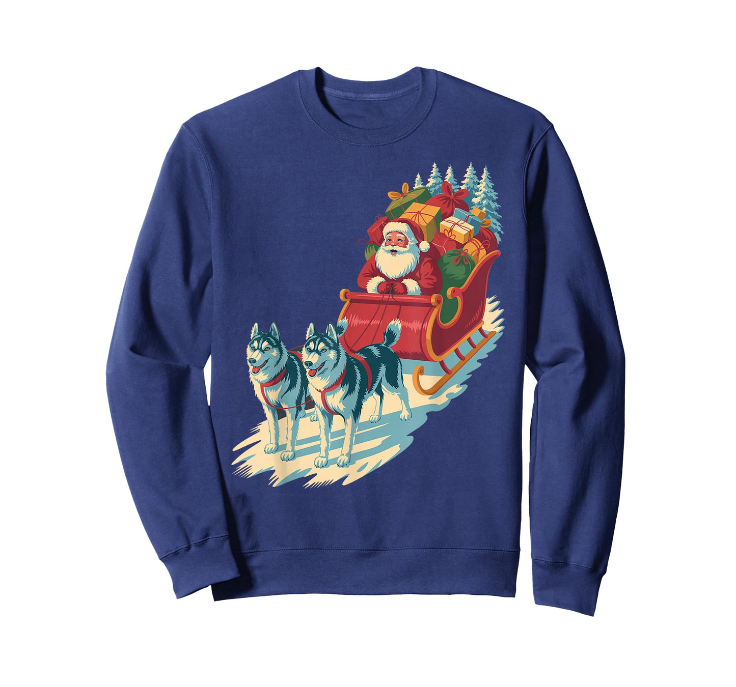 Funny Santa Husky Sleigh Ride – Vintage Holiday Classic T-Shirt