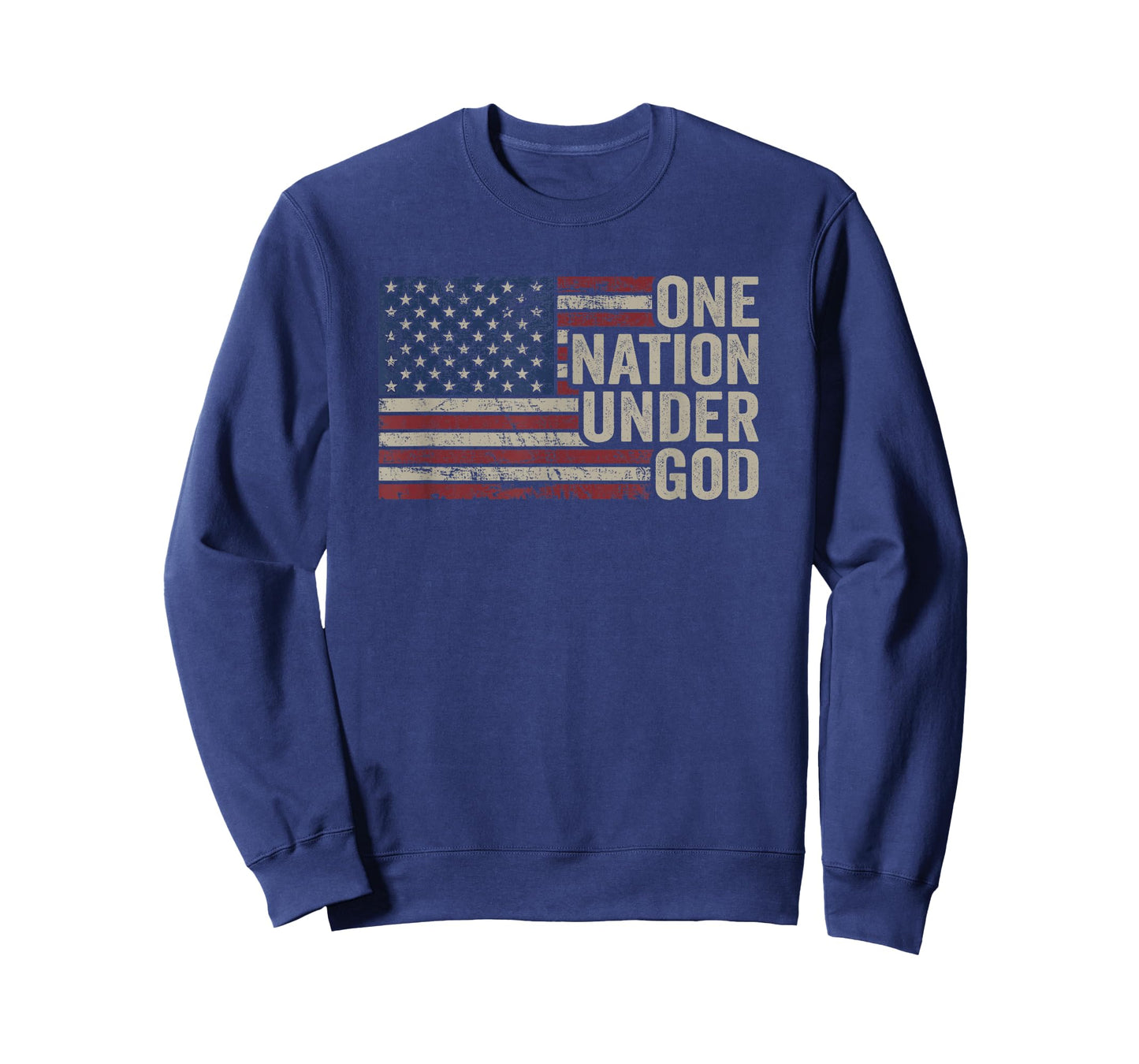 ONE NATION UNDER GOD - Christian USA Vintage American Flag T-Shirt