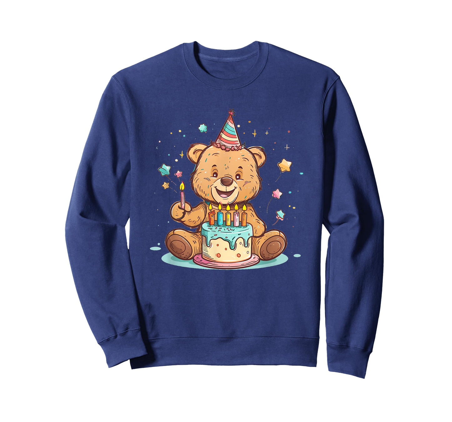 Creative Teddy Bear with Birthday Cake for a Festive Style T-Shirt