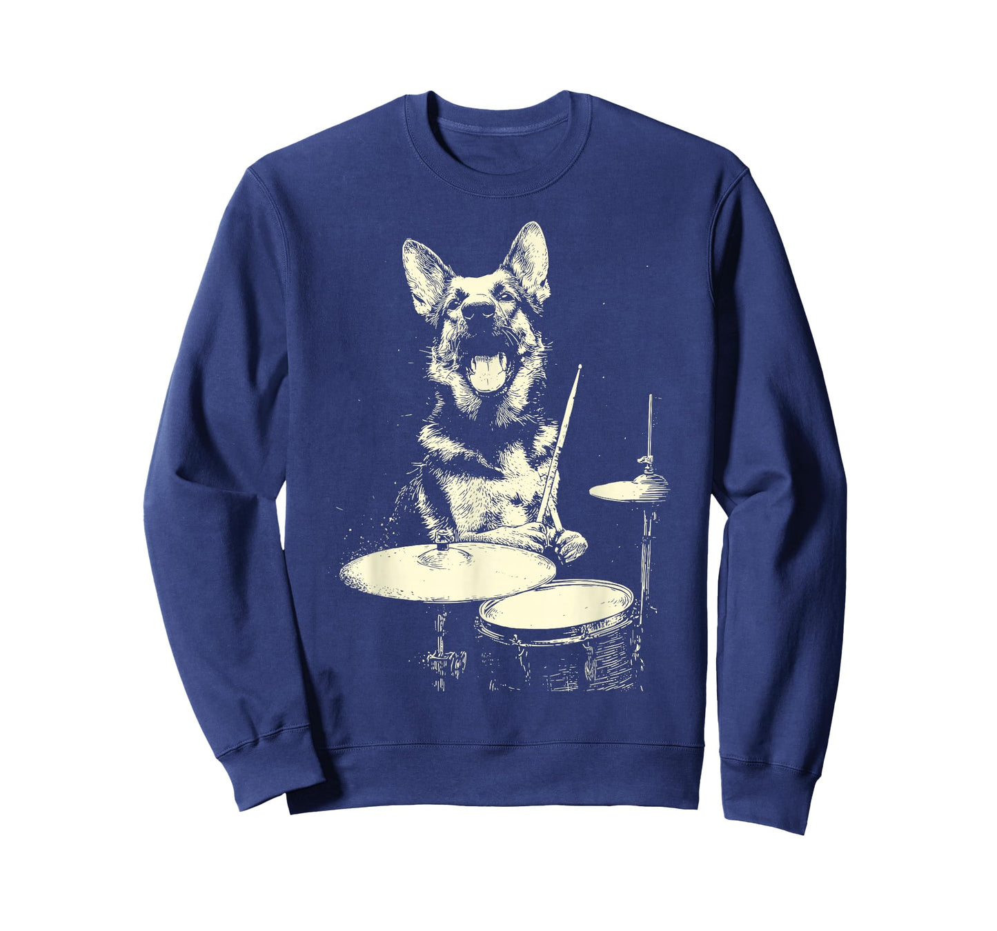 Funny German Shepherd Playing Drums Musician Dog Drummer T-Shirt
