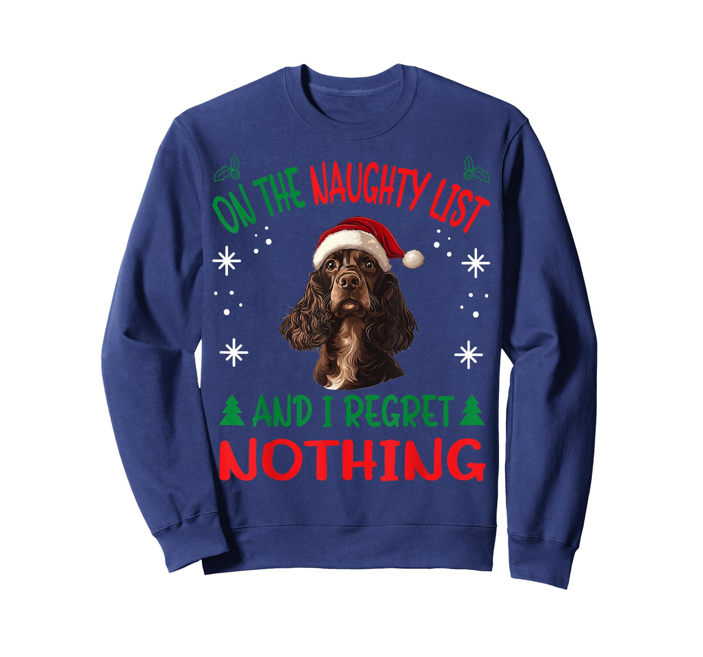 Cute English Cocker Spaniel Dog Christmas On The Naughty T-Shirt