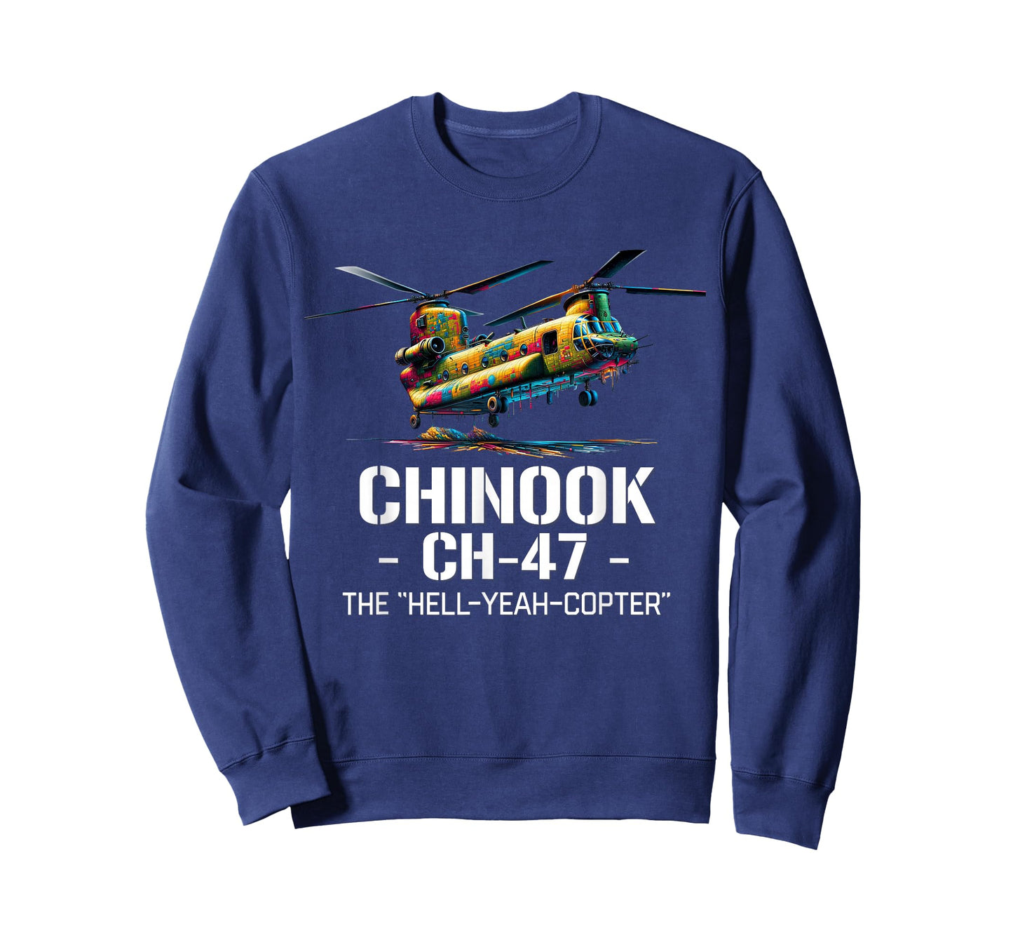 Military Aircraft Aviation Designs Vintage CH-47 Chinook Military Helicopter T-Shirt - Black - Men's Unisex-Adults - Small - Short Sleeve - Crew Neck - T-Shirt