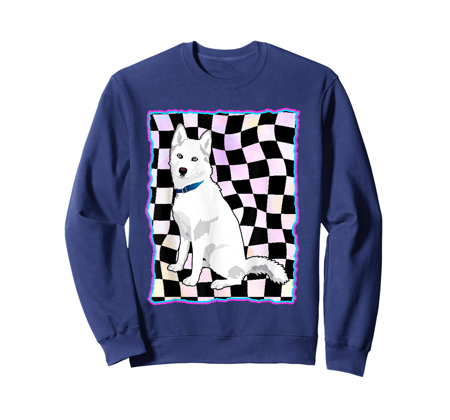 cute white Siberian Husky - sweet white Snow dog checkered T-Shirt