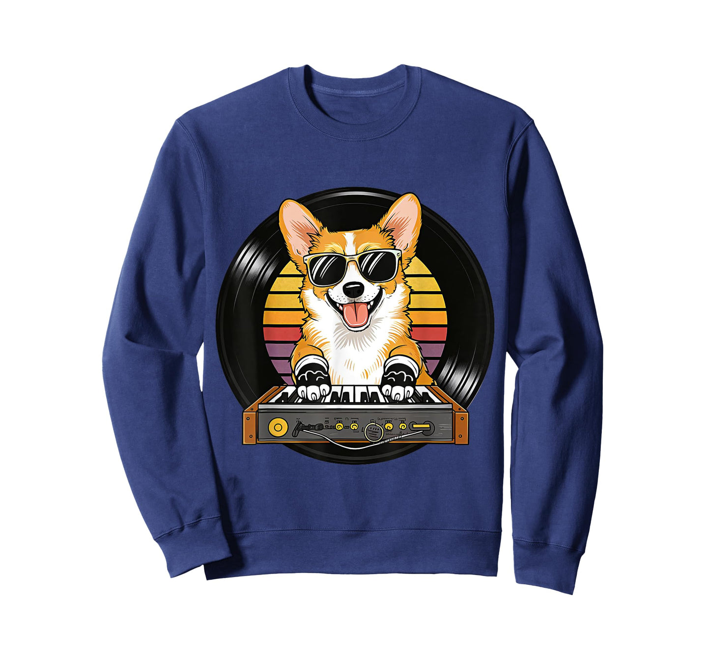 Funny Cute Corgi Synthesizer Dog Lover Playing Music Retro T-Shirt