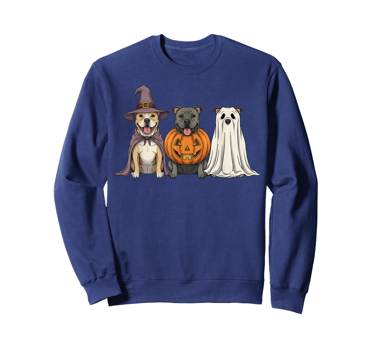 Spooky Ghost Pit Bull Pumpkin Halloween Pittie Dog Lover T-Shirt