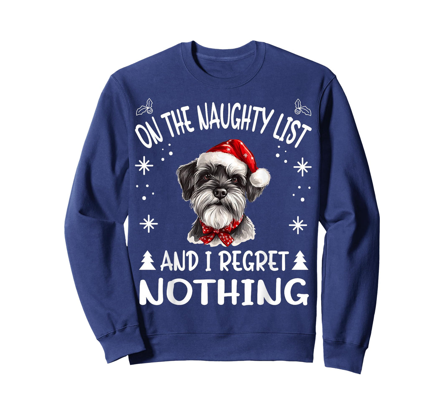 Cute Miniature Schnauzer Dog Christmas On The Naughty List T-Shirt