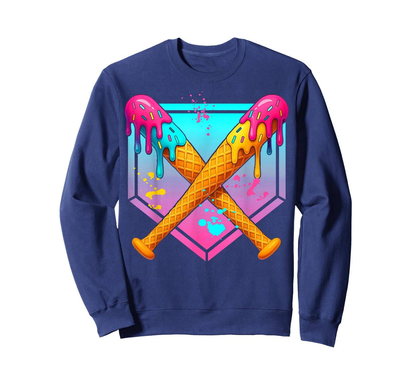 Baseball Drip Boys Ice Cream Youth Sweet Bat Home Plate T-Shirt