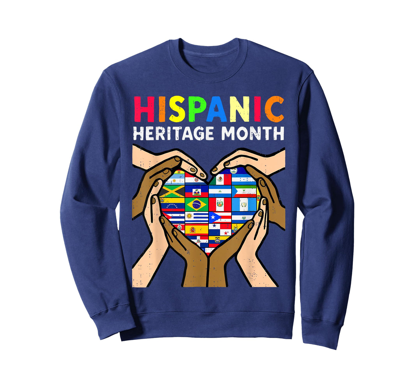 Hispanic Heritage Month Hands Heart Latino Countries Flags T-Shirt