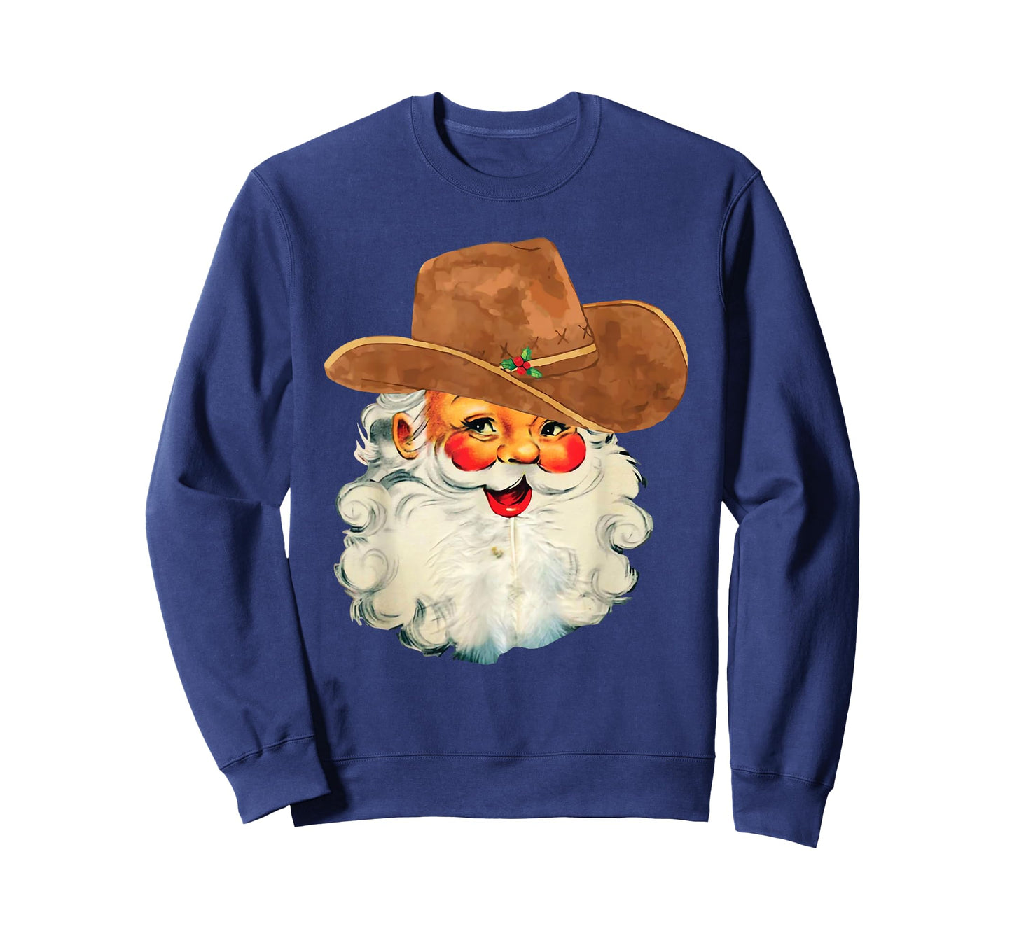 Retro Vintage Cowboy Santa Claus Face Rodeo Western Xmas T-Shirt