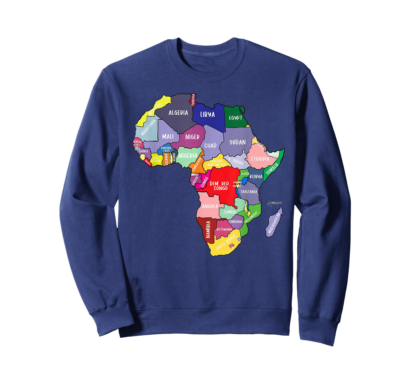 Colourful Africa Map with Country Names, African Continent T-Shirt