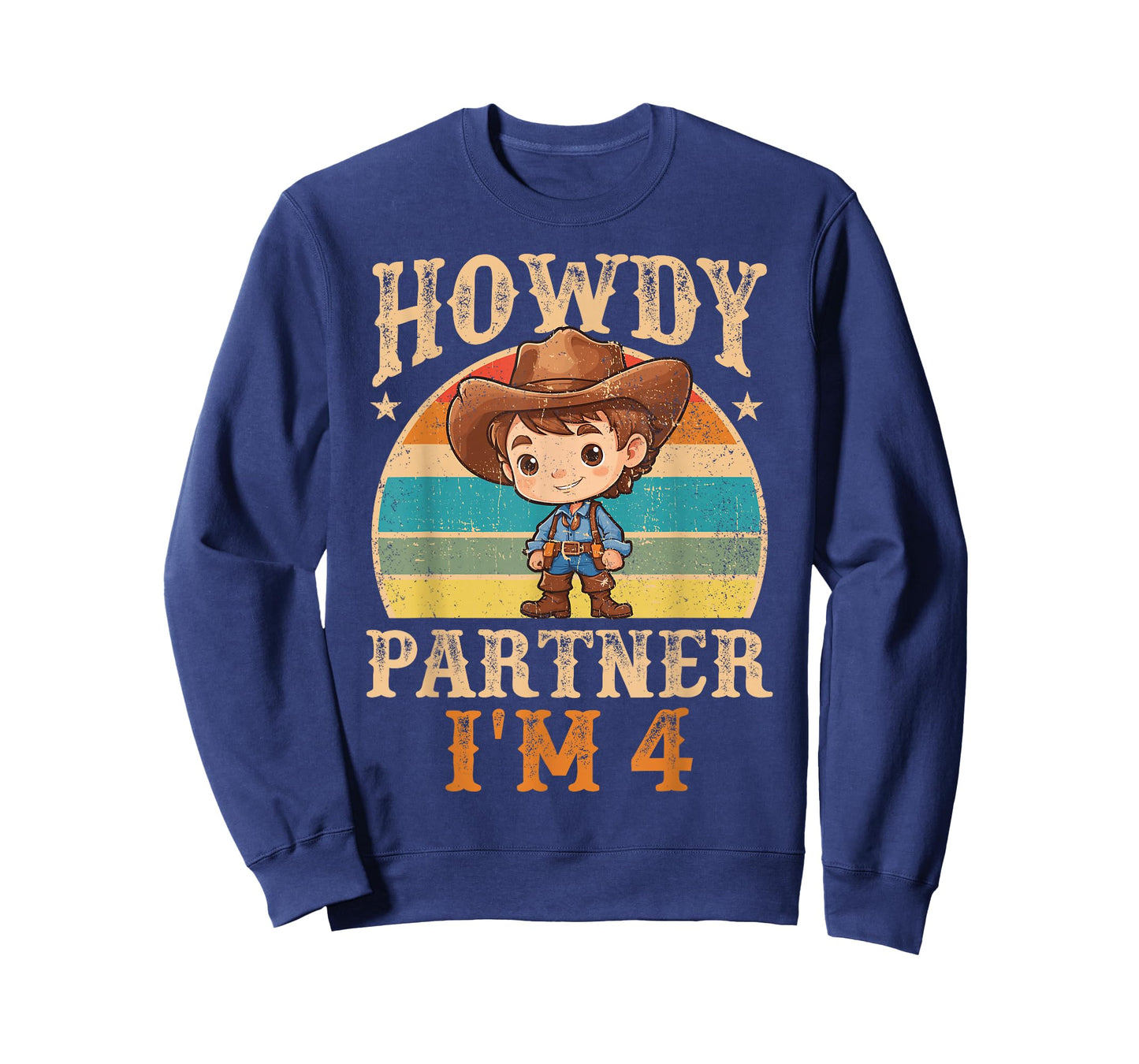Howdy Partner I'm 4 Cowboy 4th Birthday Country Western Boy T-Shirt