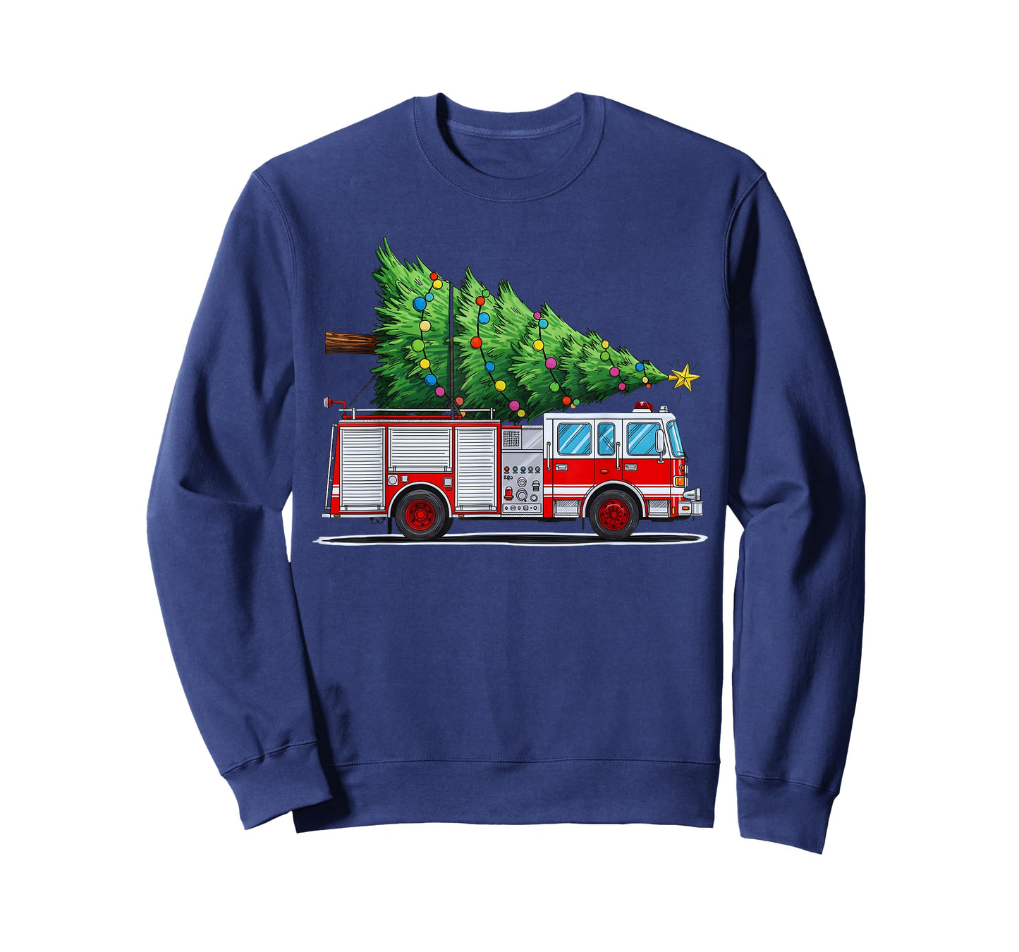 Fire Truck Christmas Tree Xmas Lights Firefighter Holiday T-Shirt