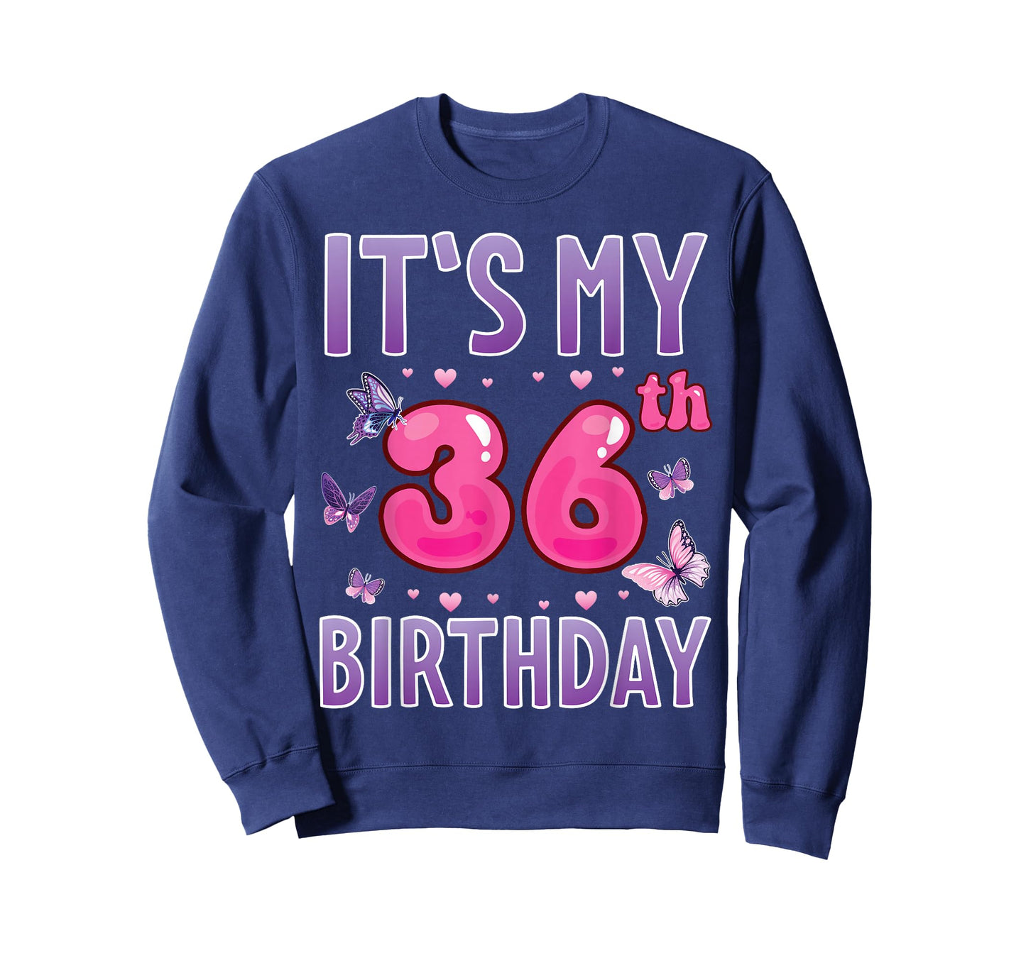 Butterflies Hearts Happy 36 Years Old It's My 36th Birthday T-Shirt