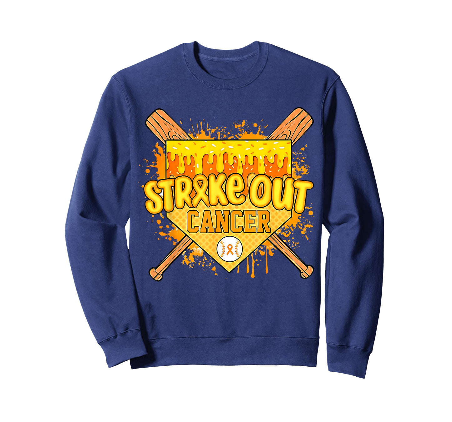 Home Plate Ice Cream Drip Childhood Cancer Baseball Gold T-Shirt