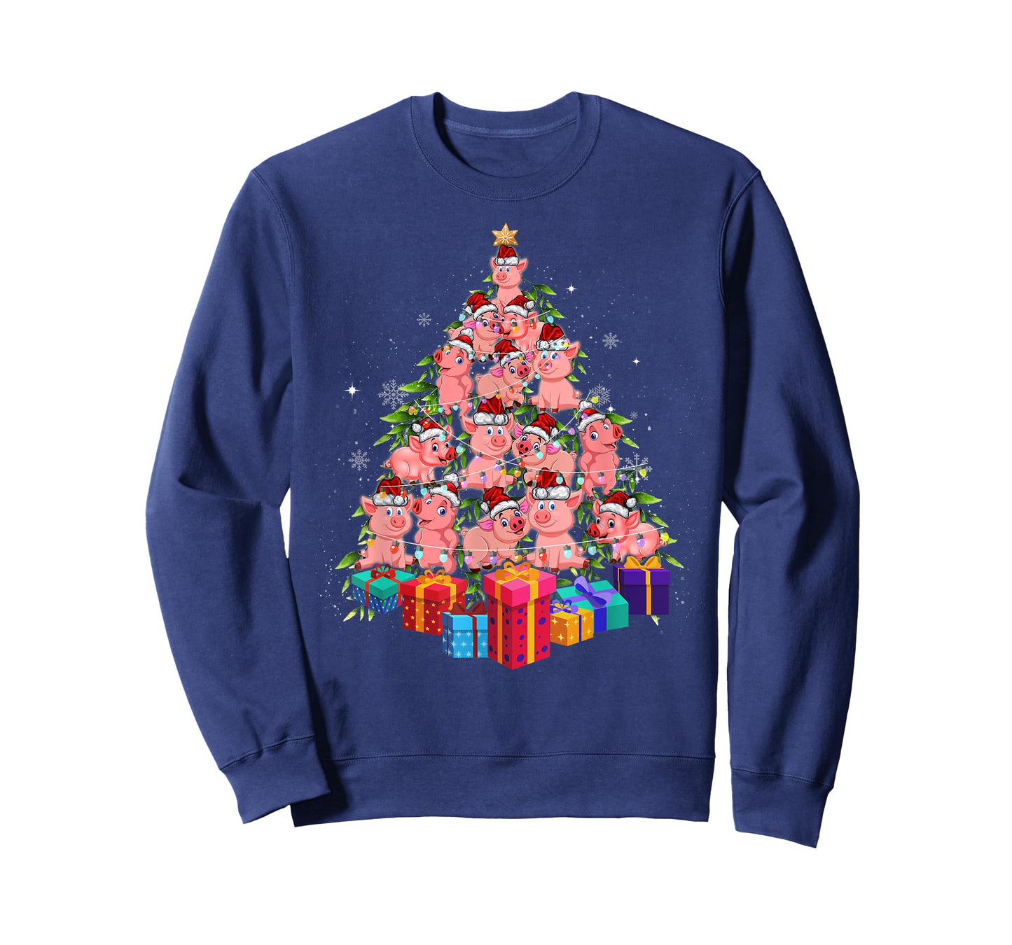 Funny Farmer Christmas Tree Pig Family Xmas Pajamas Matching T-Shirt