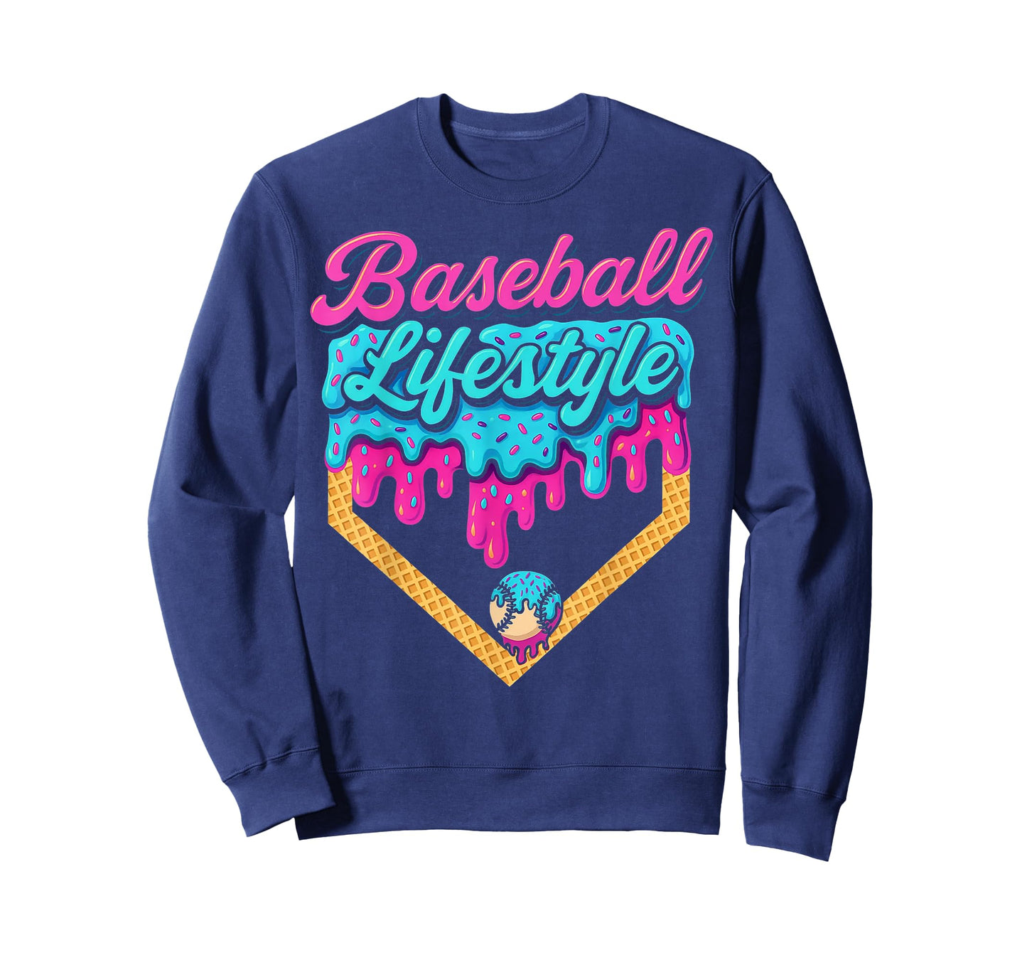 Baseball Lifestyle Home Plate Ice Cream Drip Men Boys Kids T-Shirt