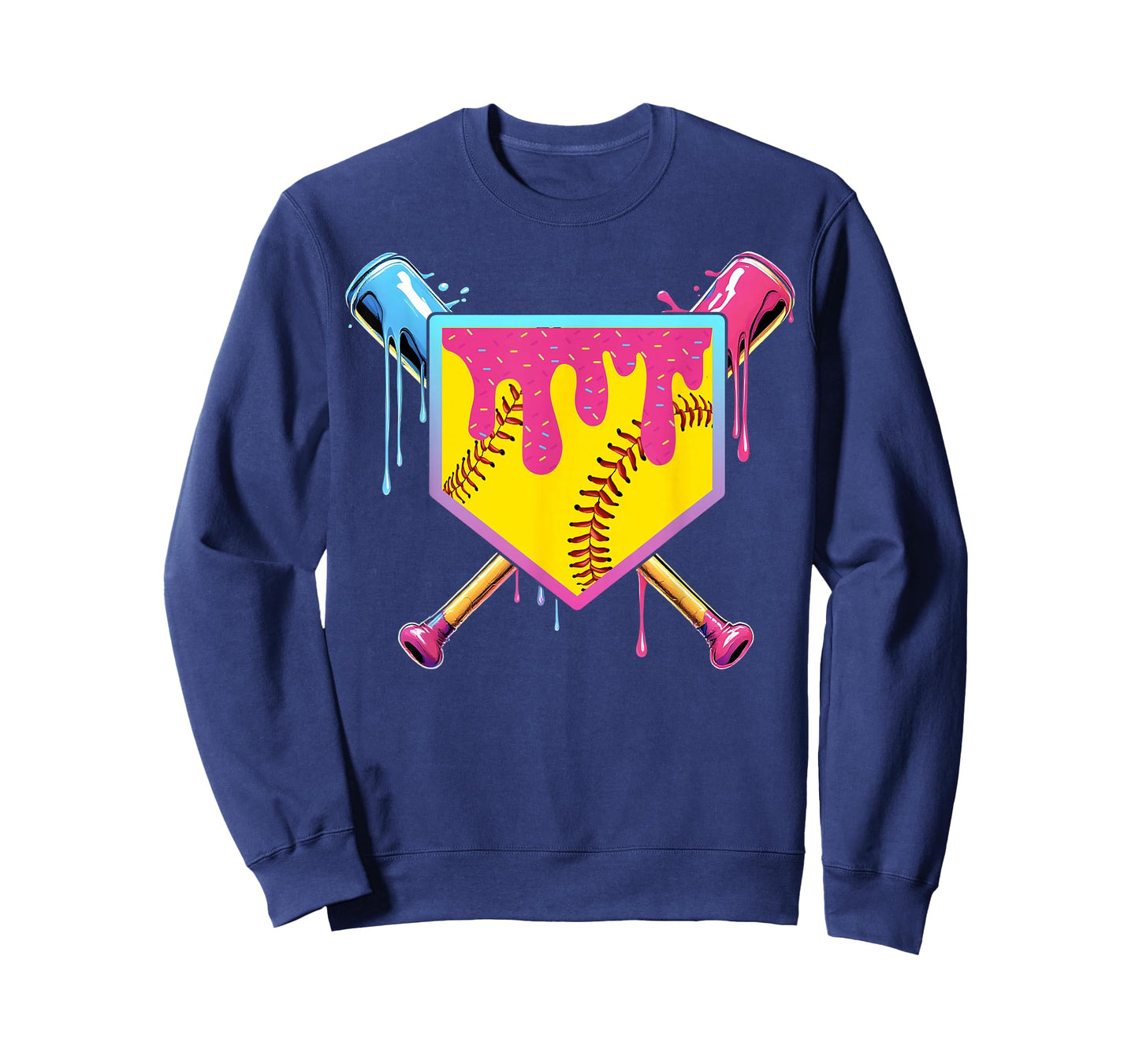 Softball Drip Girls Ice Cream Drip Home Plat Youth Game Day T-Shirt