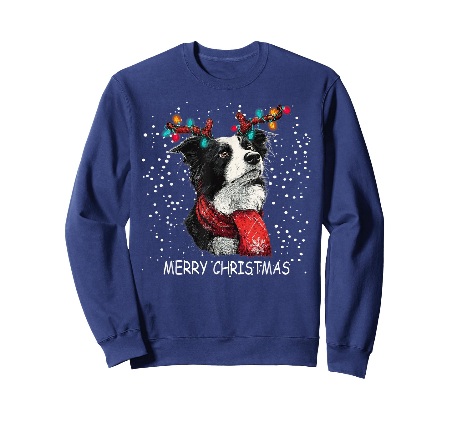 Womens Border Collie Dog Xmas Santa Hat Scarf Christma T-Shirt