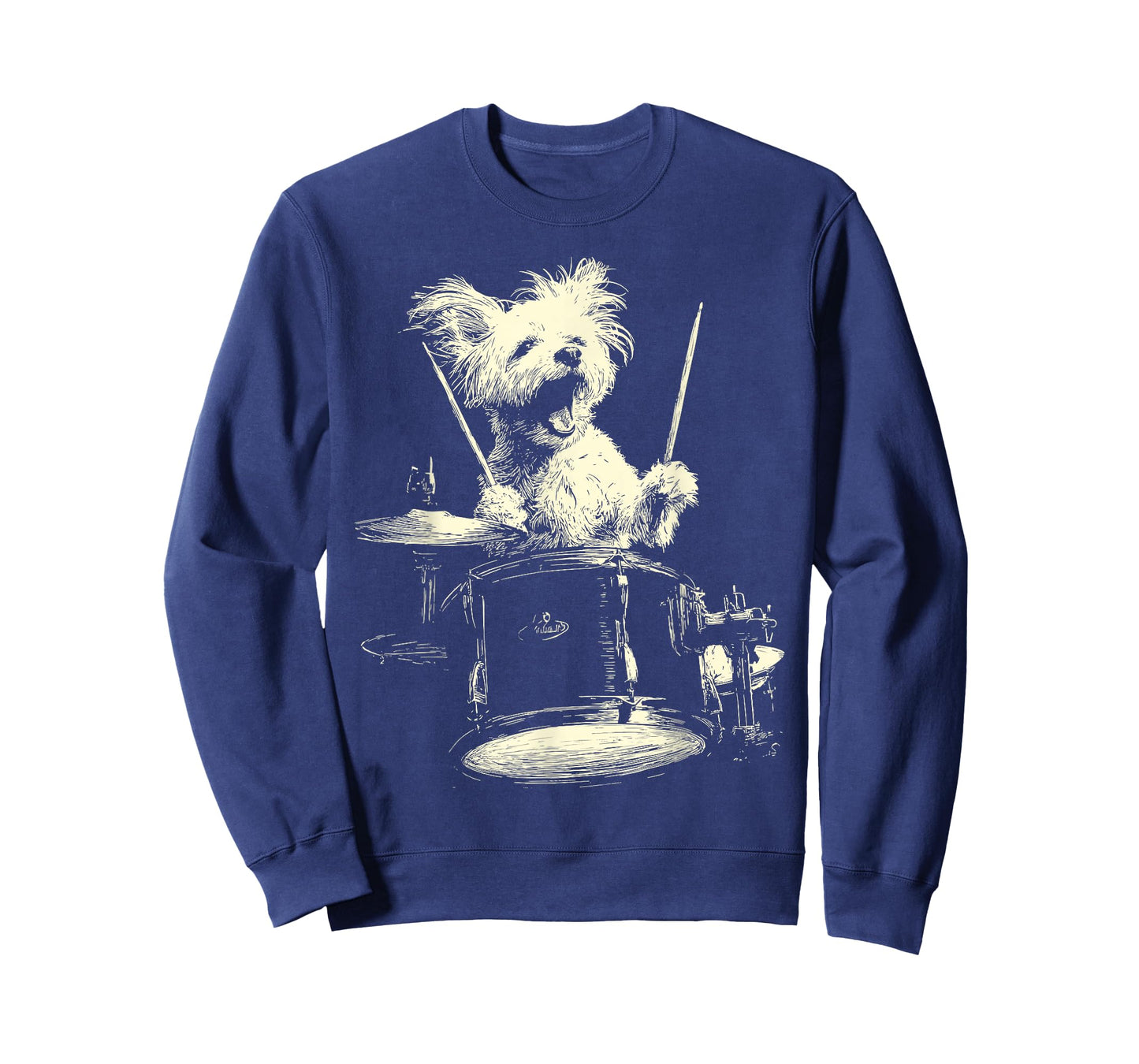 Cute Maltese Playing Drums Funny Music Dog Drummer Graphic T-Shirt