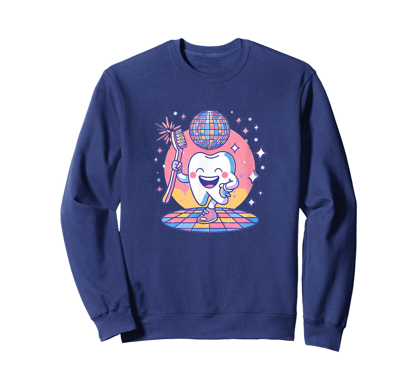 Funny Retro Disco Tooth with Toothbrush for Adults and Kids T-Shirt