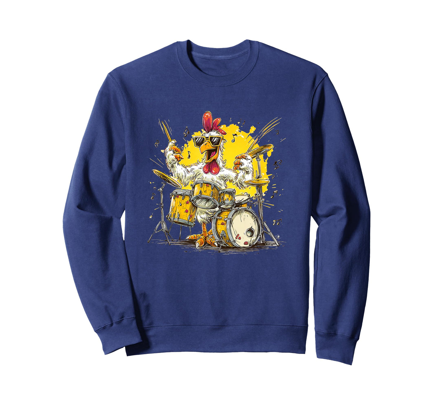 Cool Musician Chicken Loves Drums for Rock'n Roll Lovers T-Shirt