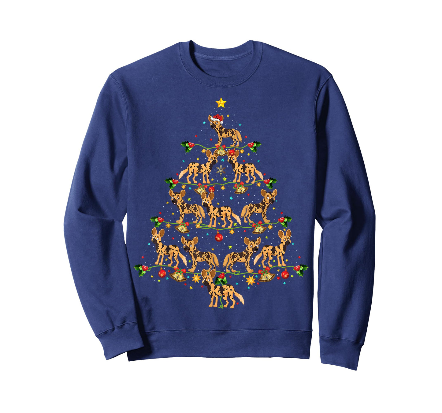 African Wild Dog Xmas Tree Gift African Wild Christmas Men Women Kids T-Shirt