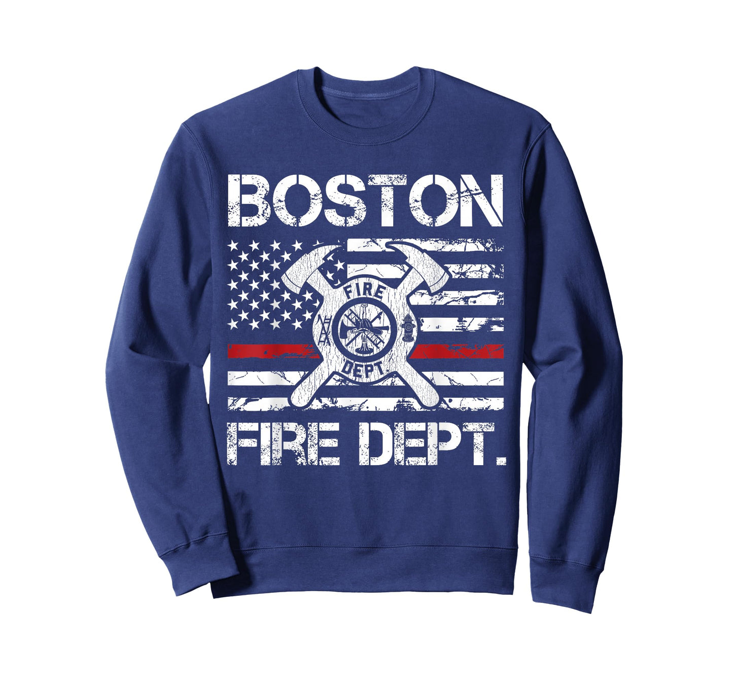 Boston Massachusetts Fire Department Thin Red Line Logo T-Shirt