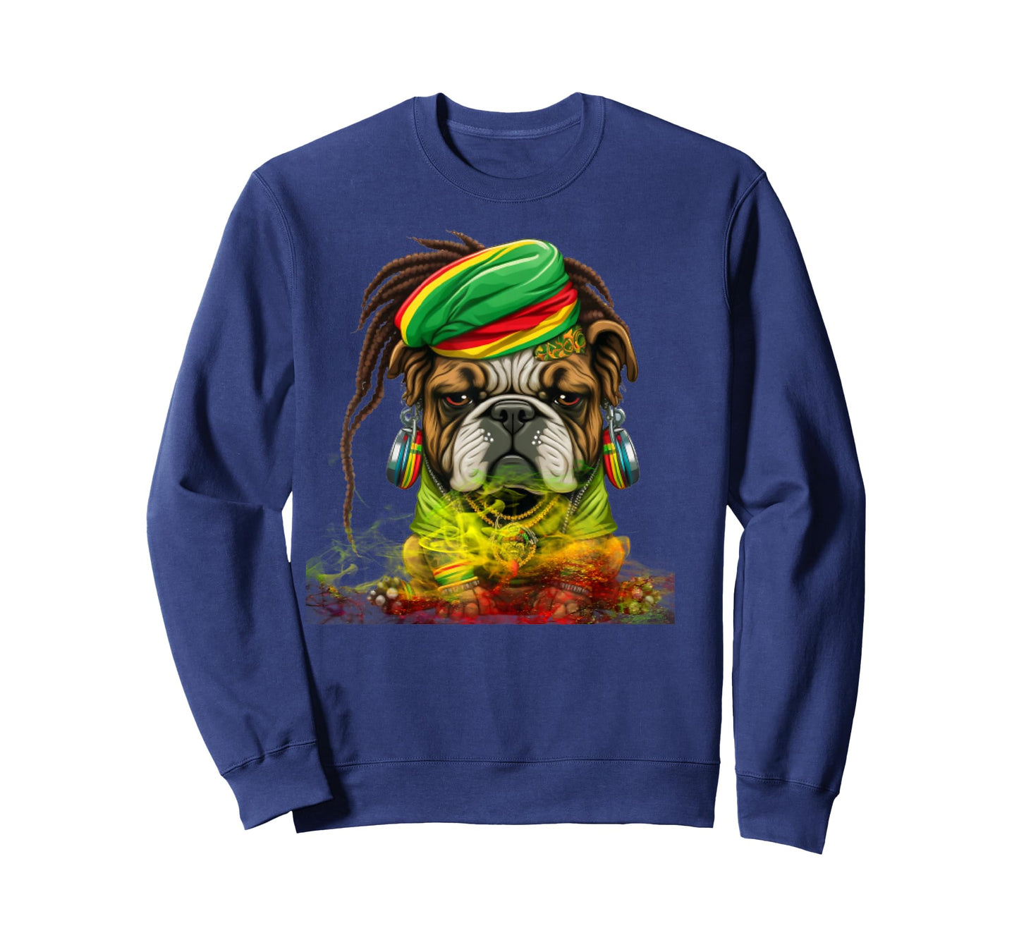 Rasta Dog Stylish Rastafari Bulldog Reggae & Jamaica Vibes T-Shirt