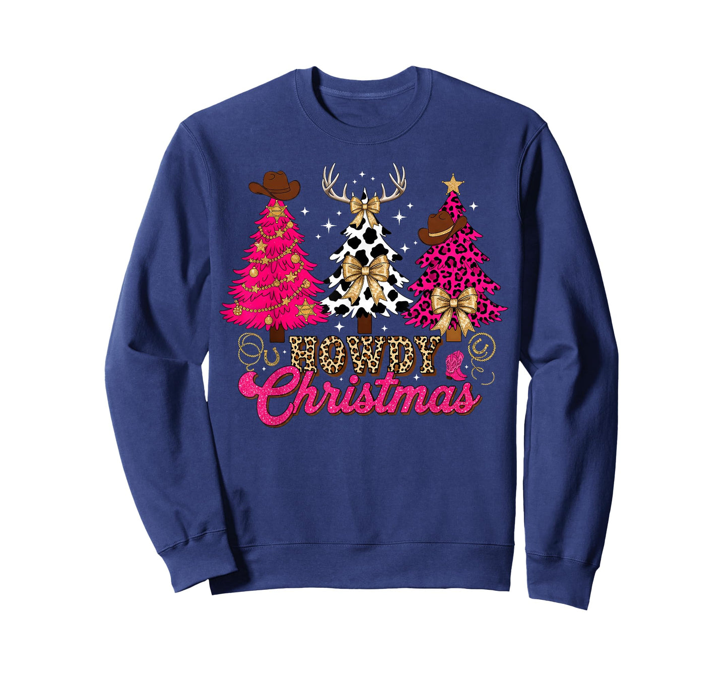 Howdy Christmas Cowboy Western Xmas Trees Pajamas Holiday T-Shirt