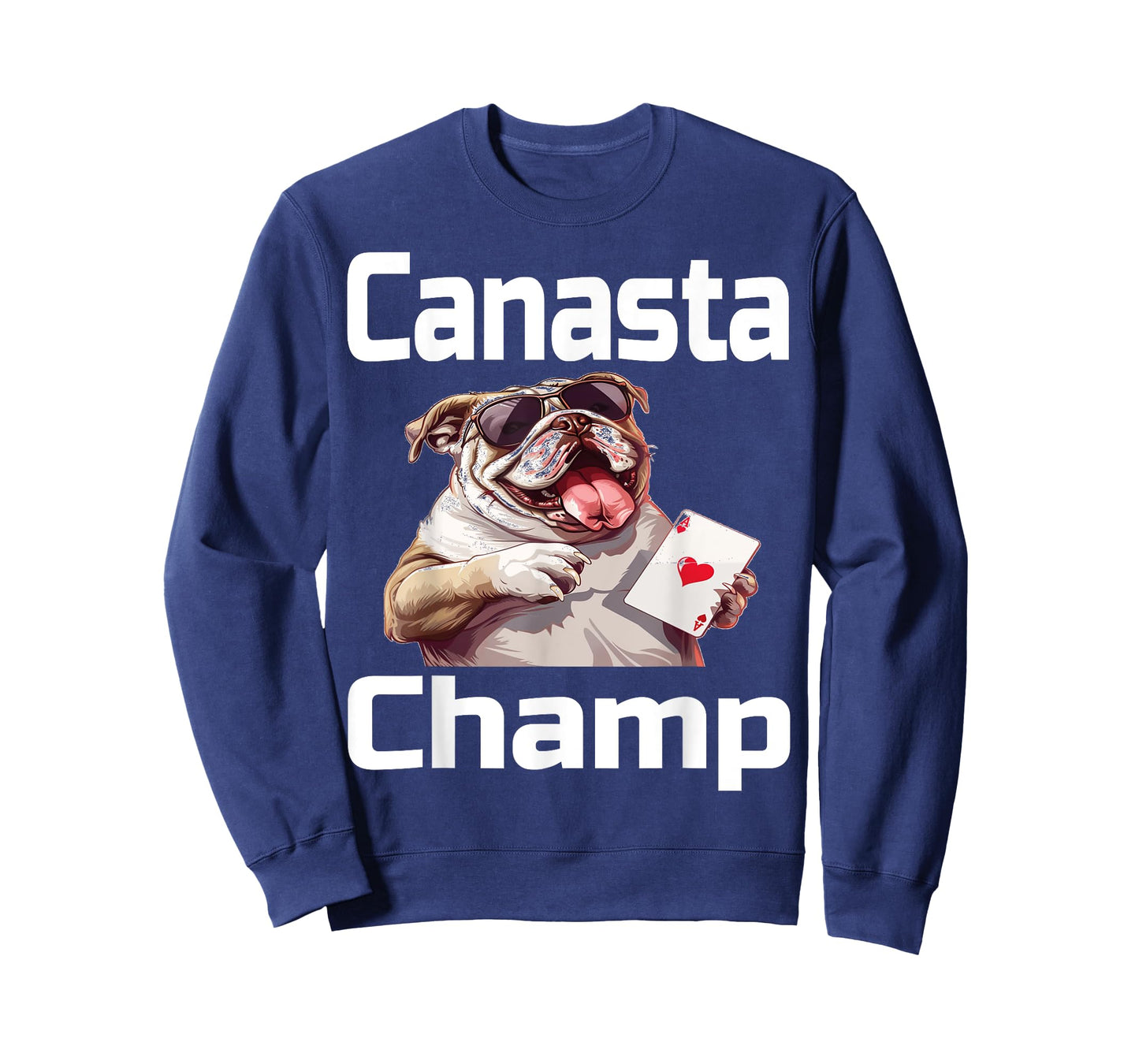 Canasta Champ Card Game Winner Funny Bulldog Playing Card Men Women T-Shirt