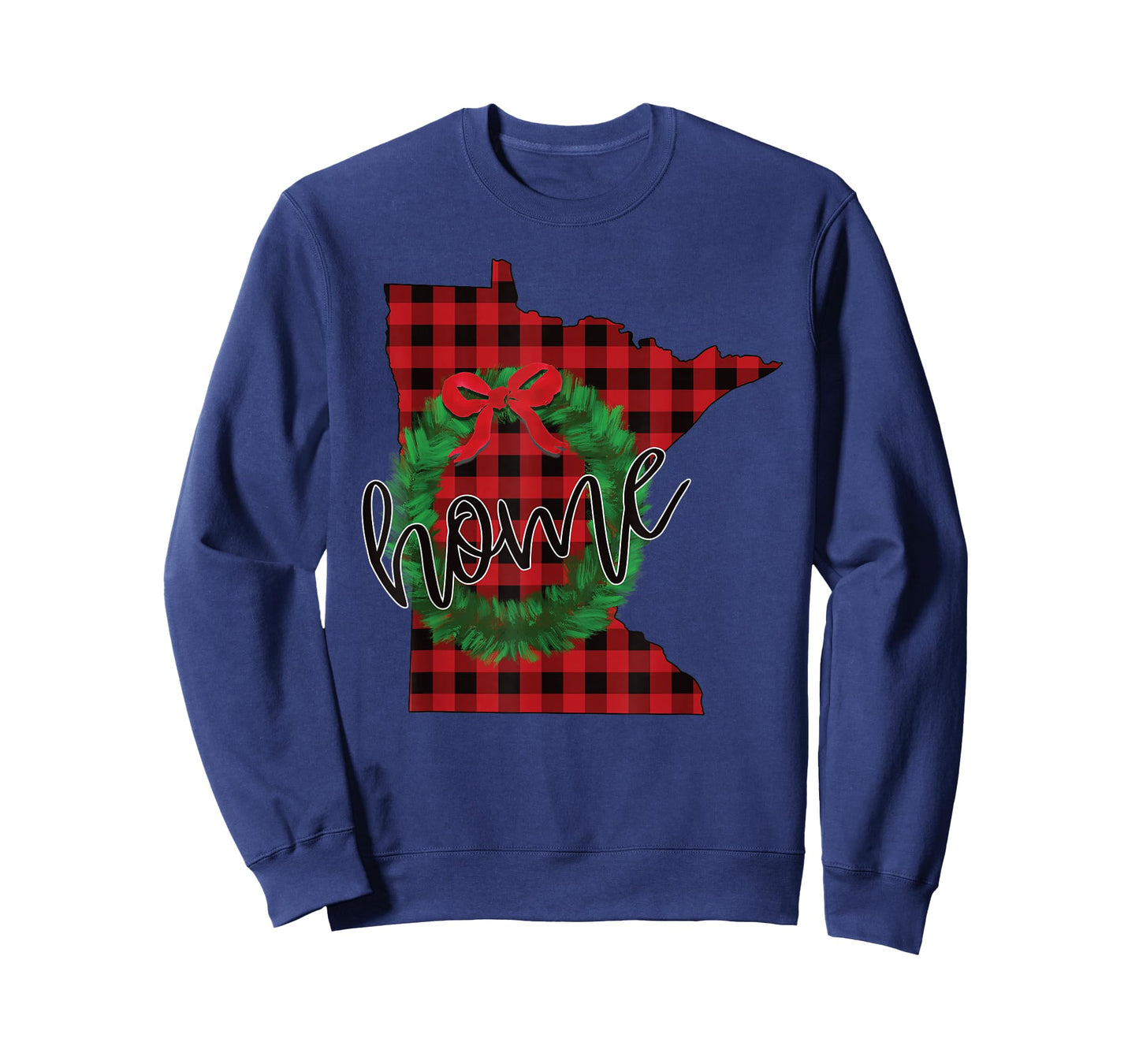 Minnesota Buffalo Plaid Christmas Home Wreath Retro T-Shirt