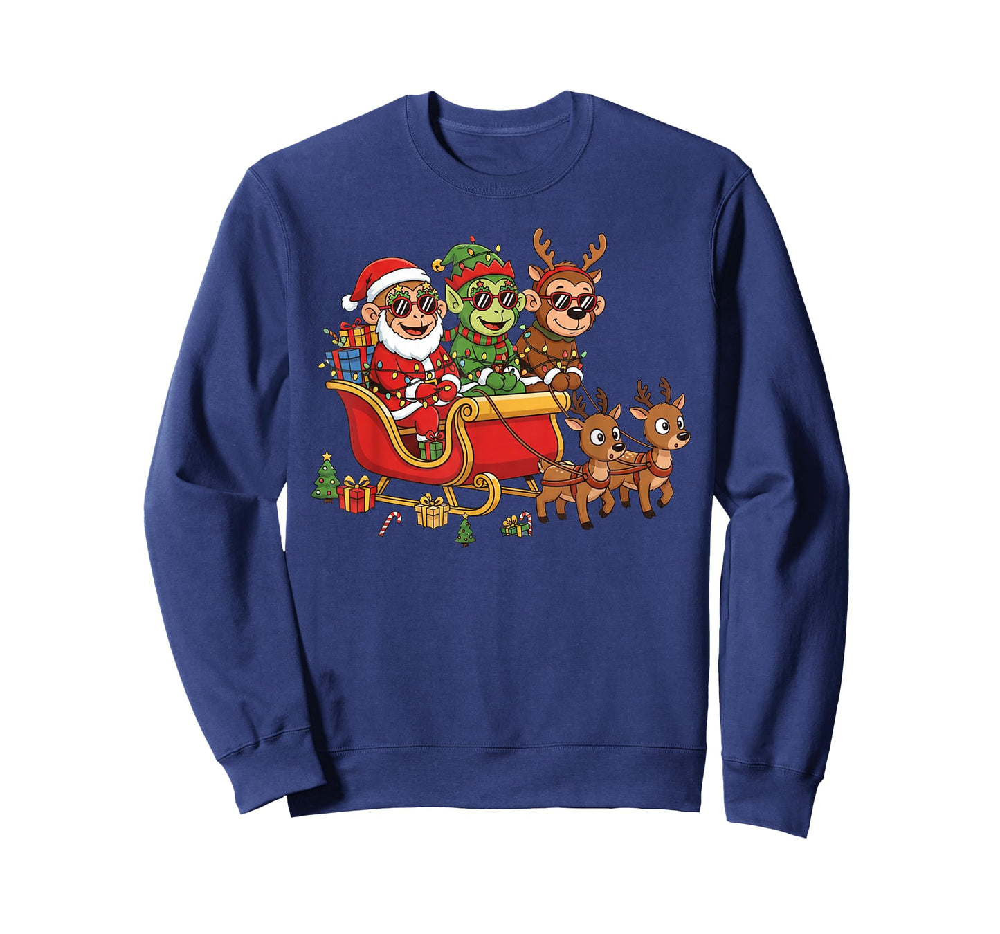 Funny Monkey Santa Reindeer Elf Christmas Womens Mens Kids T-Shirt