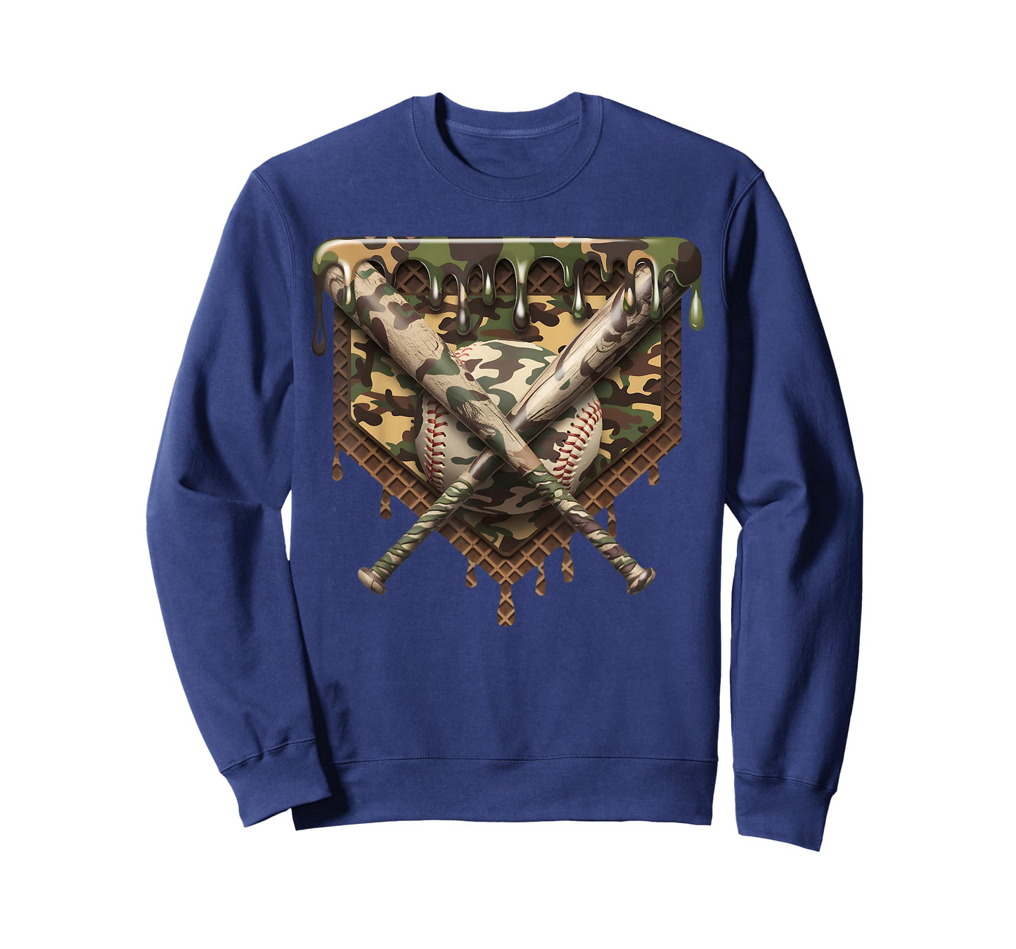 Baseball Home Plate Drip Baseball Ice Cream Camo Matching T-Shirt