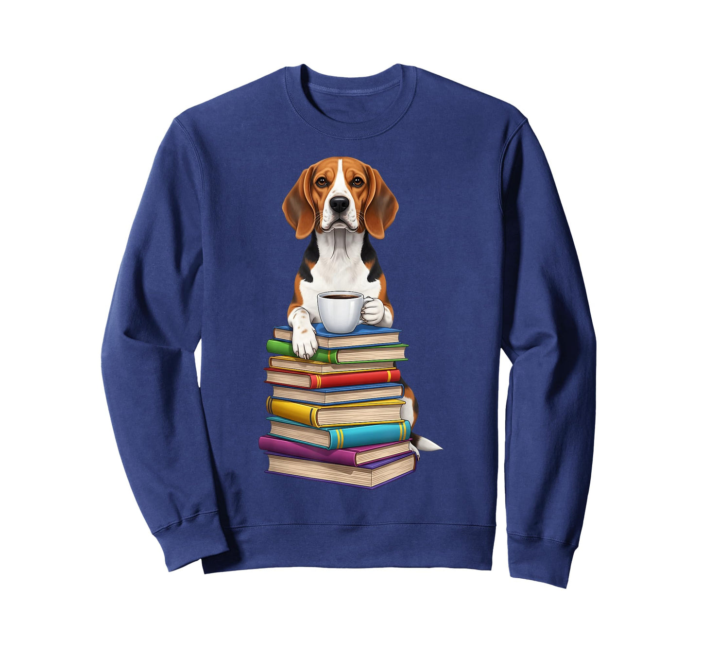 Bookworm Beagle Reading Books Drinking Coffee Dog Lover T-Shirt