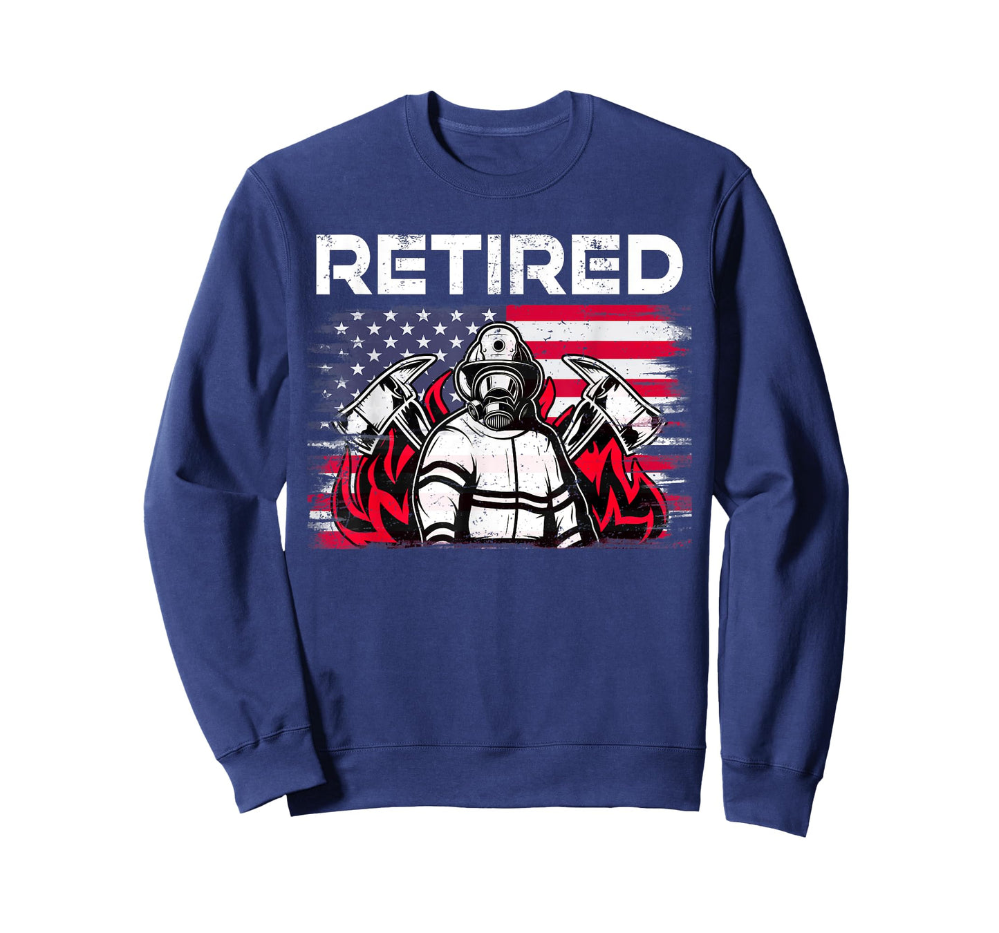 Retired Firefighter Retirement USA Flag Thin Red Line Men T-Shirt
