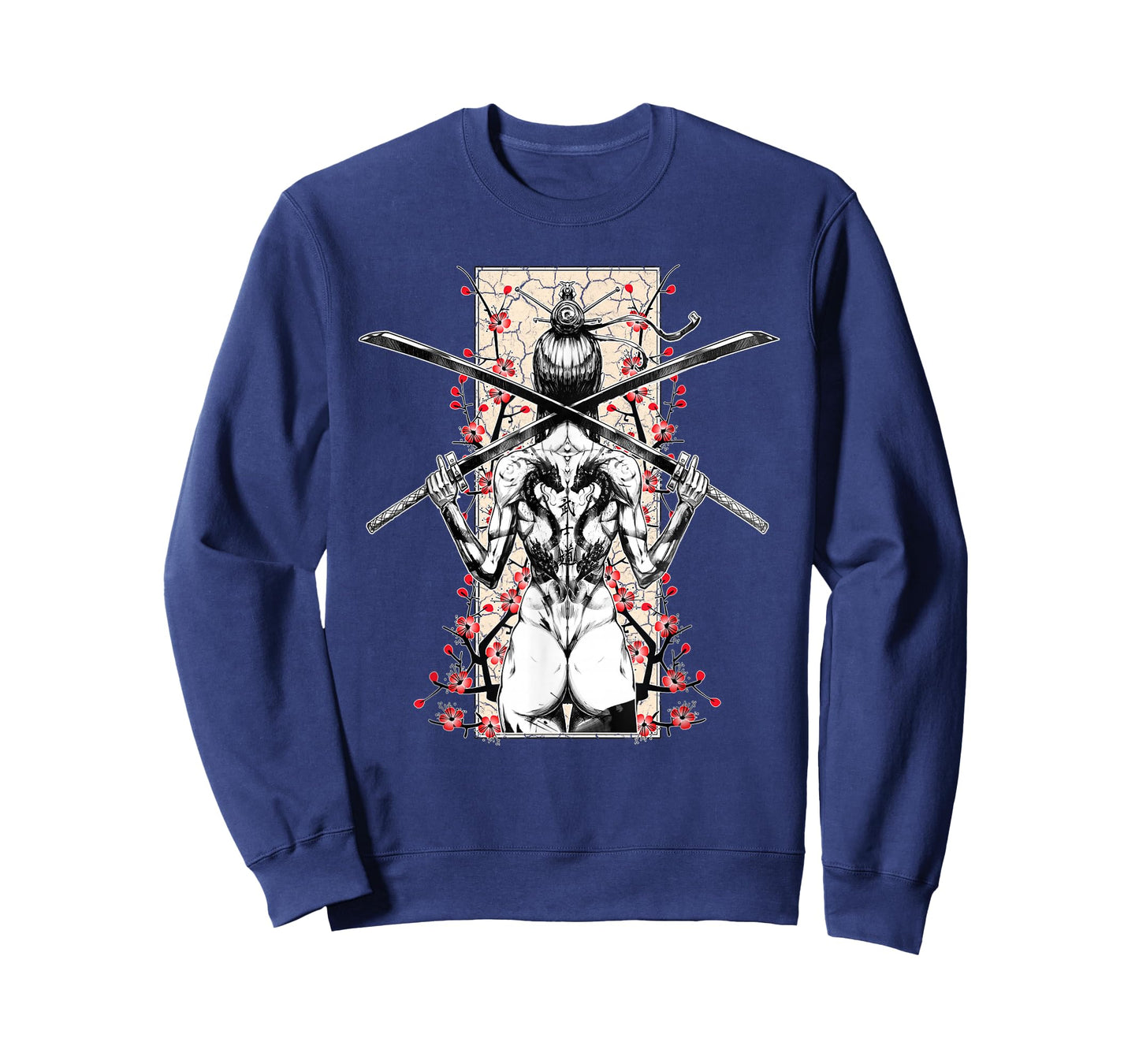 Japanese Samurai Girl and Vintage Sakura Cherry Blossom Gift T-Shirt