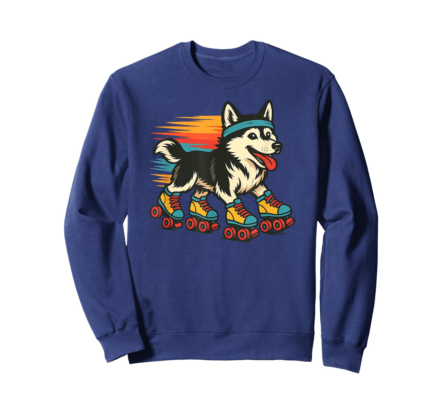 Husky Roller Skating Retro Vintage Dog Lover T-Shirt