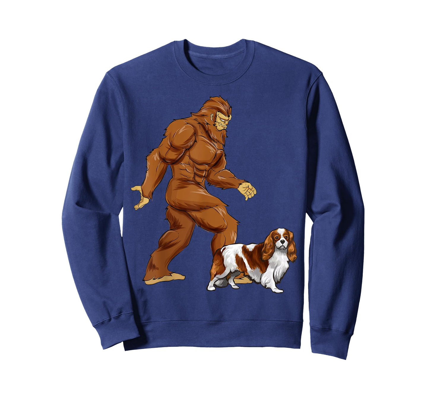 Fun Bigfoot Walking Cavalier King Charles Spaniel Sasquatch T-Shirt