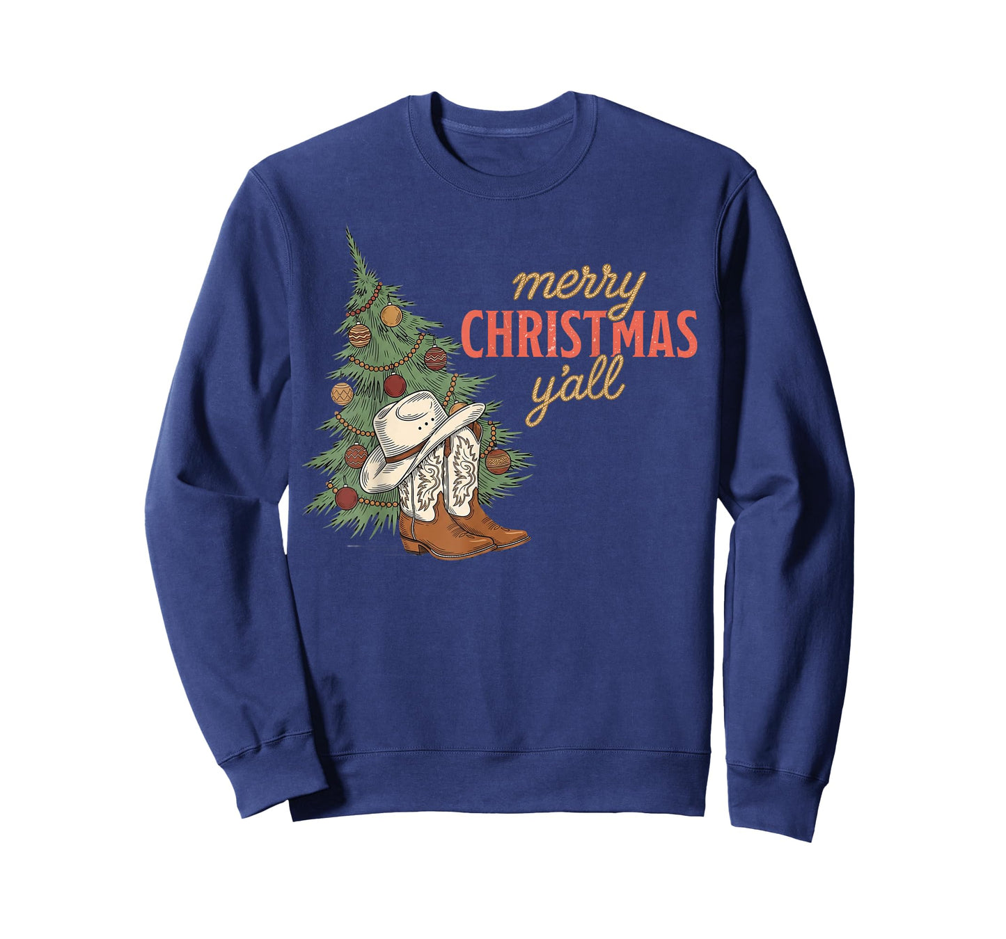 Merry Christmas Y’All Western Cowboy Holiday Men Women Kids T-Shirt