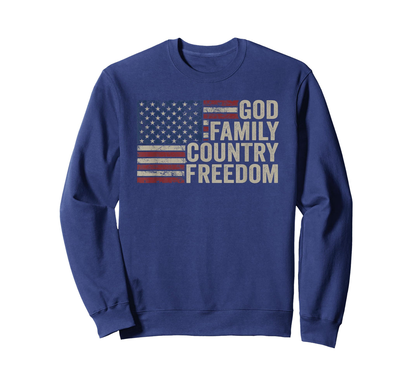 God Family Country Freedom - 4th July USA Flag Christian T-Shirt