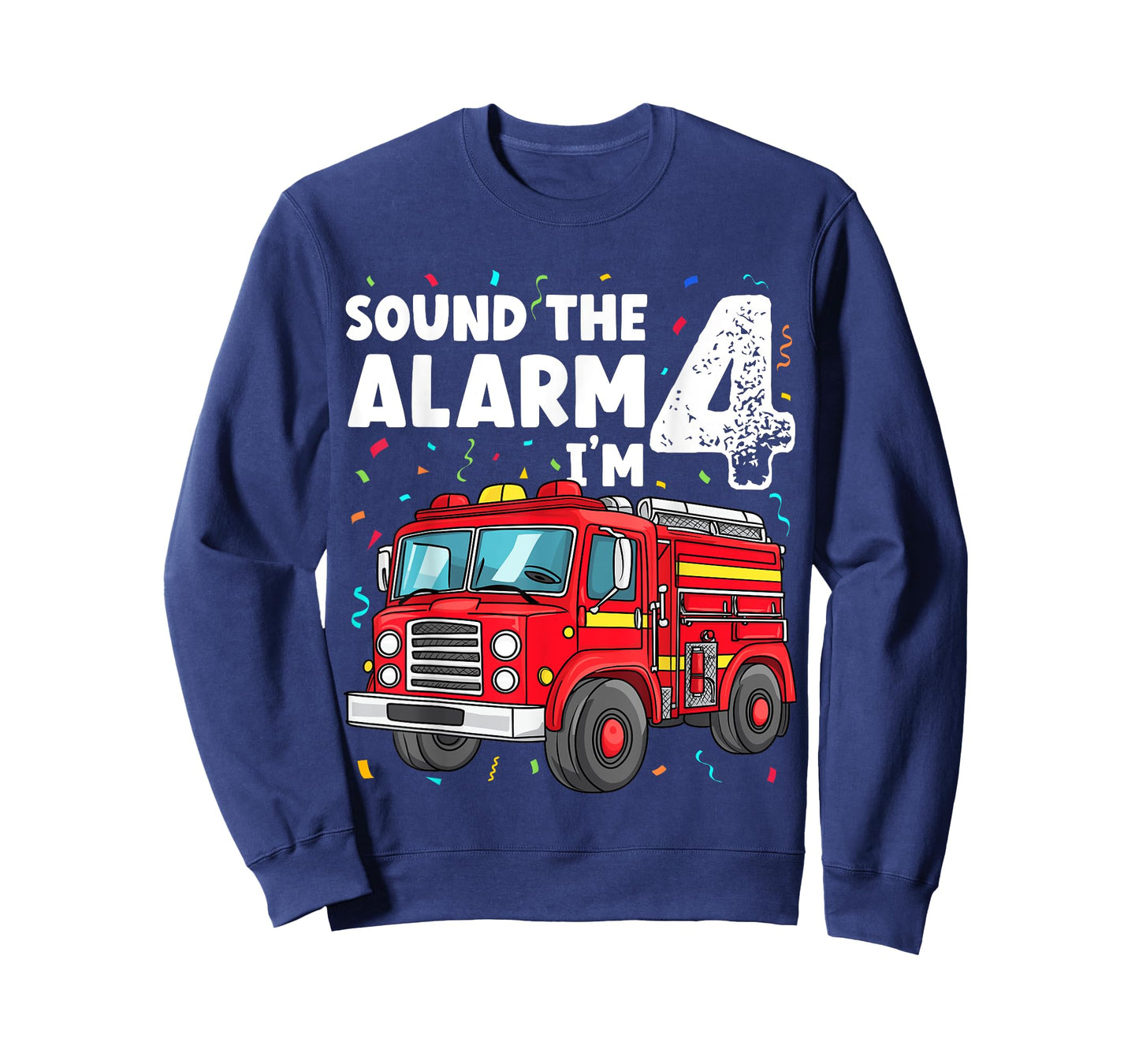 Fire Truck Boys 4th Birthday Fun Sound the Alarm I'm 4 Gift T-Shirt